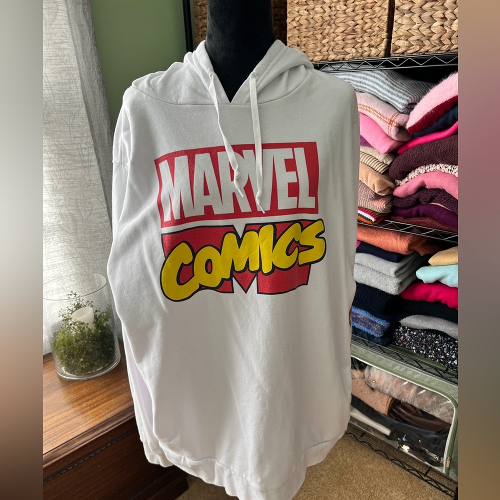 Marvel Comics Red and Yellow Logo White Hoodie